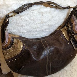 Coach hobo purse and wristlet set brown and purple